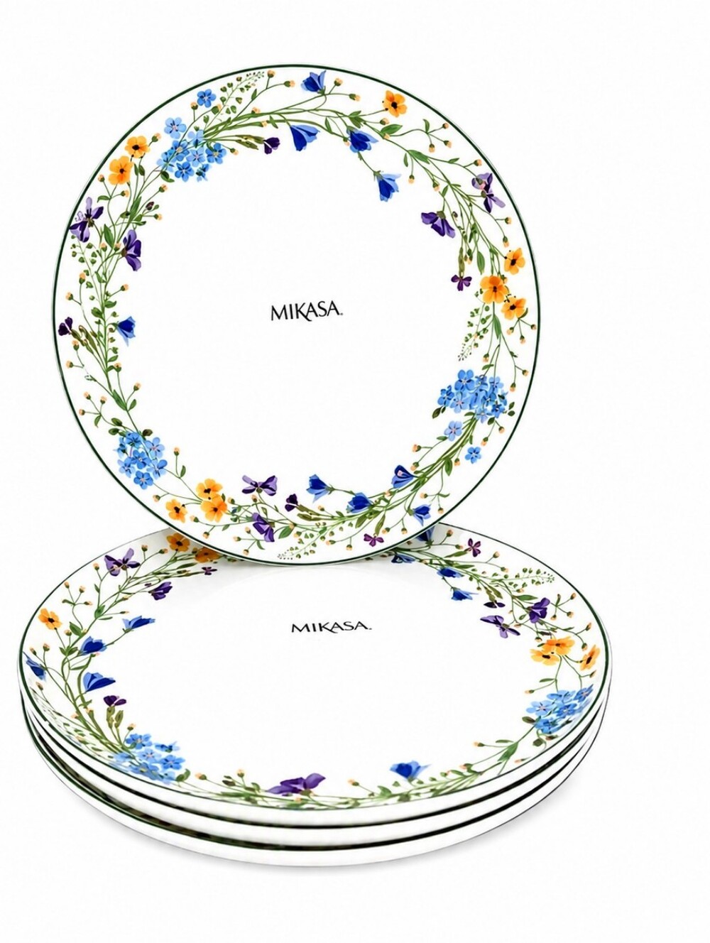 Mikasa Quinn 9” Bone China Salad Plates Floral Set of 4